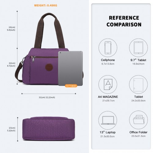 Kono Waterproof Multi-Functional Handbag Cross Body Bag - Purple | EH2239