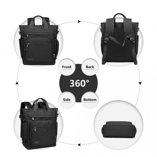 Kono Durable Waterproof Multi Men’s Backpack Shoulder Bag - Black