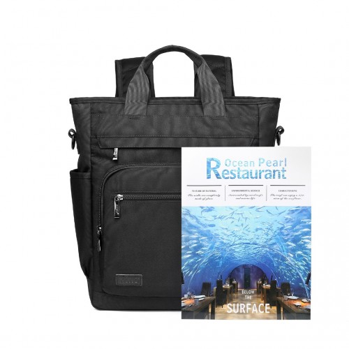 Kono Durable Waterproof Multi Men’s Backpack Shoulder Bag - Black