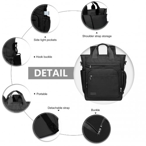Kono Durable Waterproof Multi Men’s Backpack Shoulder Bag - Black