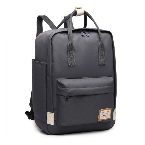 Kono Large Polyester Laptop Backpack - Grey | Waterproof Fabric, Lightweight, Spacious, Padded Compartment