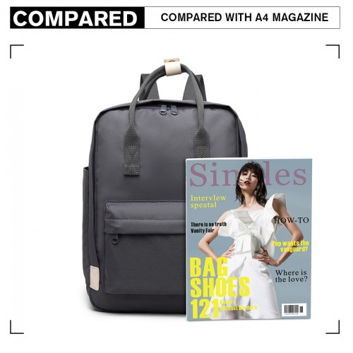 Kono Large Polyester Laptop Backpack - Grey | Waterproof Fabric, Lightweight, Spacious, Padded Compartment