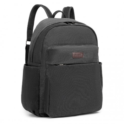 Kono Canvas Lightweight Casual School Backpack - Black - Durable and Stylish for Everyday Use