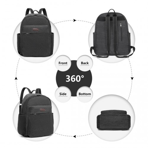 Kono Canvas Lightweight Casual School Backpack - Black - Durable and Stylish for Everyday Use