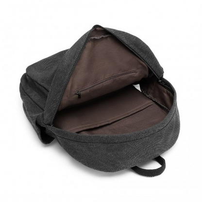 Kono Canvas Lightweight Casual School Backpack - Black - Durable and Stylish for Everyday Use