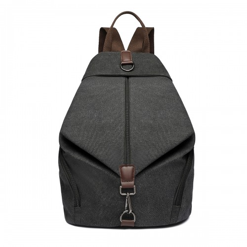 Kono Fashion Anti-Theft Canvas Backpack - Black | Premium Quality, Spacious, and Secure