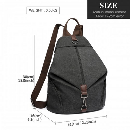 Kono Fashion Anti-Theft Canvas Backpack - Black | Premium Quality, Spacious, and Secure