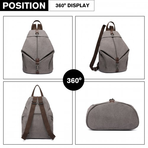 Kono Fashion Anti-Theft Canvas Backpack - Grey