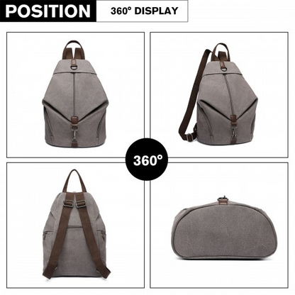 Kono Fashion Anti-Theft Canvas Backpack - Grey