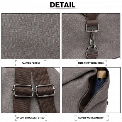 Kono Fashion Anti-Theft Canvas Backpack - Grey