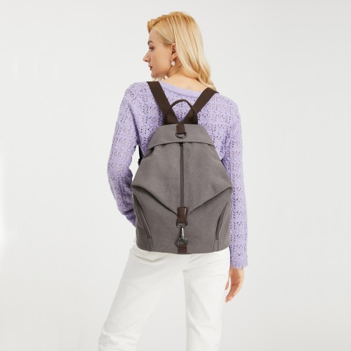 Kono Fashion Anti-Theft Canvas Backpack - Grey
