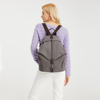 Kono Fashion Anti-Theft Canvas Backpack - Grey