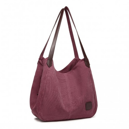 Kono Canvas Shoulder Tote Bag - Claret | Stylish & Spacious Daily Companion