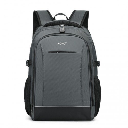 Kono Functional Travel Backpack With USB Charging Port - Grey | EM2130