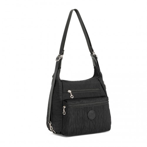 Kono Three Way Multipurpose Casual Shoulder Bag with Double Zippers - Black | EH2063