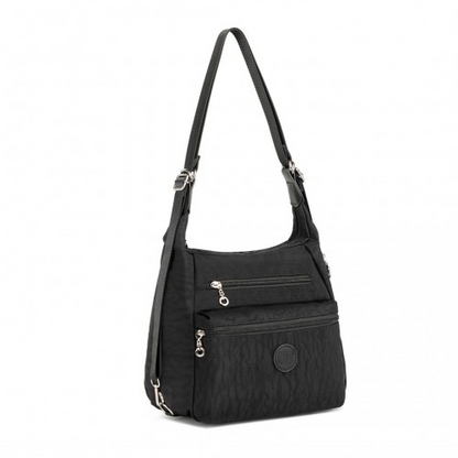 Kono Three Way Multipurpose Casual Shoulder Bag with Double Zippers - Black | EH2063