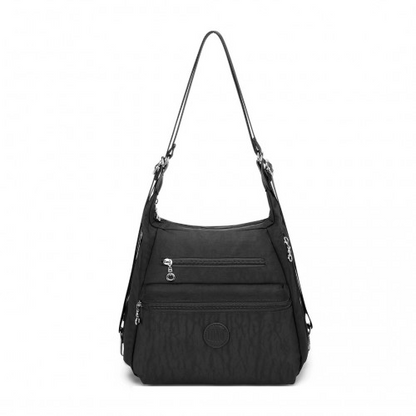 Kono Three Way Multipurpose Casual Shoulder Bag with Double Zippers - Black | EH2063