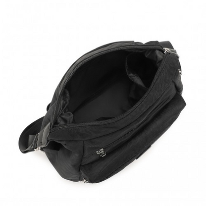 Kono Three Way Multipurpose Casual Shoulder Bag with Double Zippers - Black | EH2063