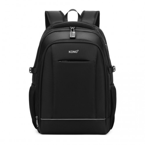 EM2130 - Kono Functional Travel Backpack With USB Charging Port - Black | Durable, Waterproof, and Versatile