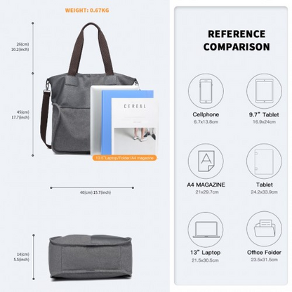 Kono Paneled Contrast Large Capacity Canvas Shoulder Bag - Grey | EH2221