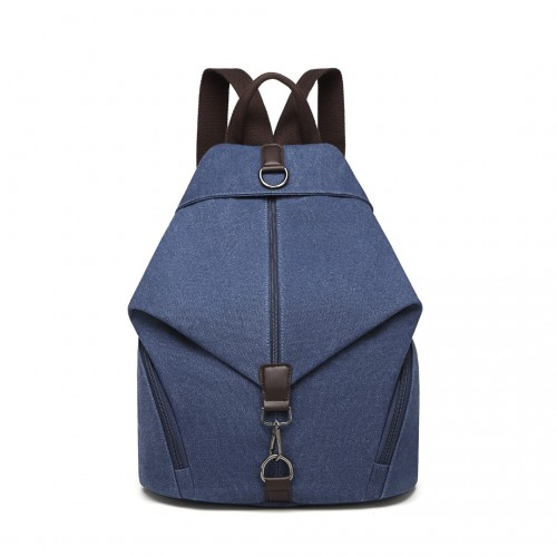 Kono Fashion Anti-Theft Canvas Backpack - Navy | Premium Design with Organized Compartments