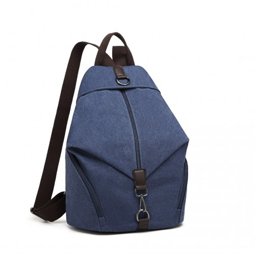 Kono Fashion Anti-Theft Canvas Backpack - Navy | Premium Design with Organized Compartments