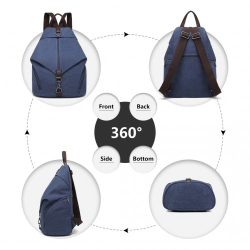 Kono Fashion Anti-Theft Canvas Backpack - Navy | Premium Design with Organized Compartments