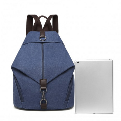 Kono Fashion Anti-Theft Canvas Backpack - Navy | Premium Design with Organized Compartments