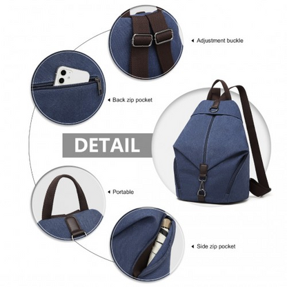 Kono Fashion Anti-Theft Canvas Backpack - Navy | Premium Design with Organized Compartments