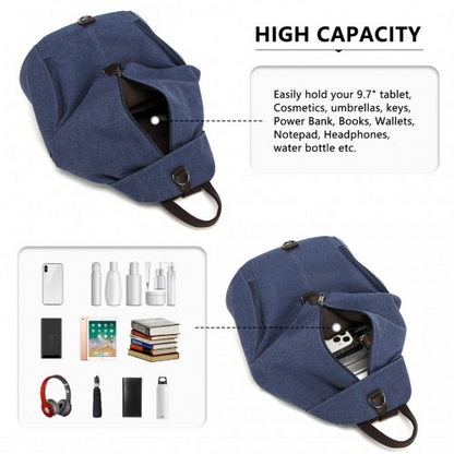 Kono Fashion Anti-Theft Canvas Backpack - Navy | Premium Design with Organized Compartments