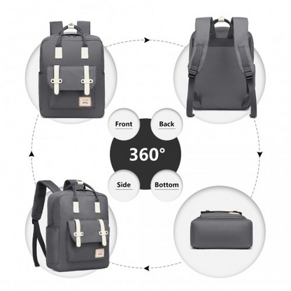 Kono Casual Daypack Lightweight Backpack Travel Bag - Grey