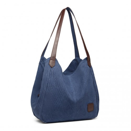 Kono Canvas Shoulder Tote Bag - Navy | Stylish & Durable for Daily Use