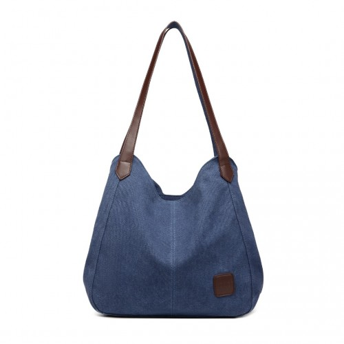 Kono Canvas Shoulder Tote Bag - Navy | Stylish & Durable for Daily Use