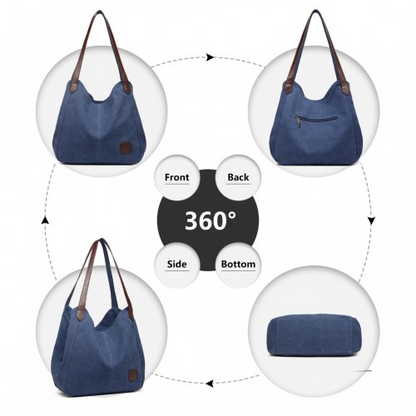 Kono Canvas Shoulder Tote Bag - Navy | Stylish & Durable for Daily Use