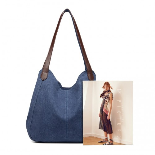 Kono Canvas Shoulder Tote Bag - Navy | Stylish & Durable for Daily Use