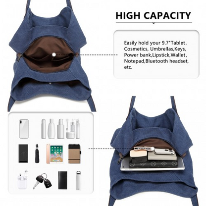 Kono Canvas Shoulder Tote Bag - Navy | Stylish & Durable for Daily Use