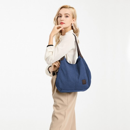 Kono Canvas Shoulder Tote Bag - Navy | Stylish & Durable for Daily Use