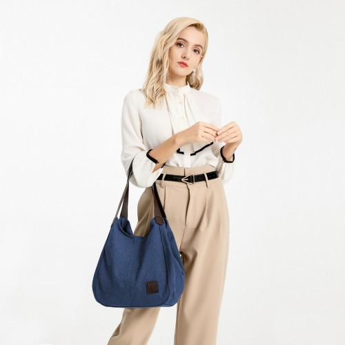 Kono Canvas Shoulder Tote Bag - Navy | Stylish & Durable for Daily Use