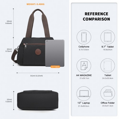 Kono Waterproof Multi-Functional Handbag Cross Body Bag - Black | Stylish & Versatile