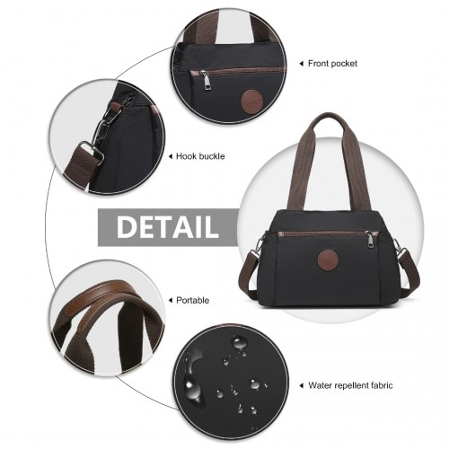 Kono Waterproof Multi-Functional Handbag Cross Body Bag - Black | Stylish & Versatile