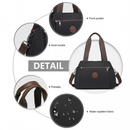 Kono Waterproof Multi-Functional Handbag Cross Body Bag - Black | Stylish & Versatile