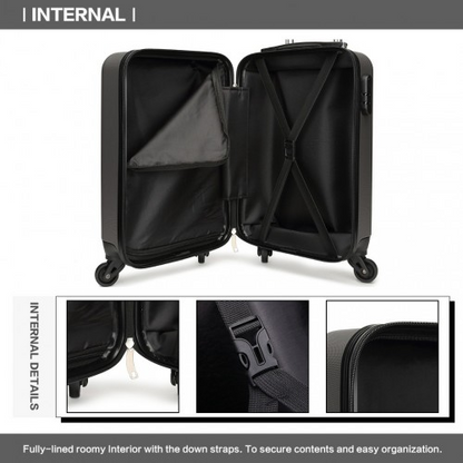 Kono 19 Inch ABS Hard Shell Carry On Luggage with 4 Wheel Spinner - Grey