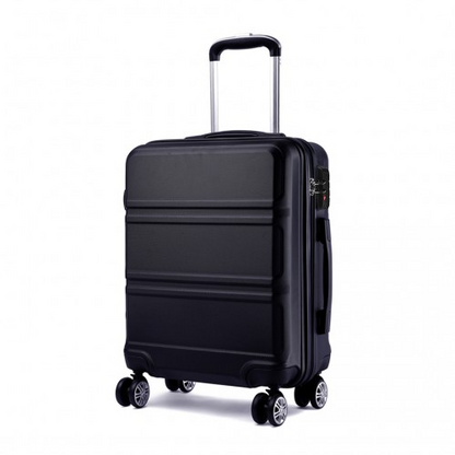 Kono ABS Sculpted Horizontal Design 20 Inch Cabin Luggage - Black