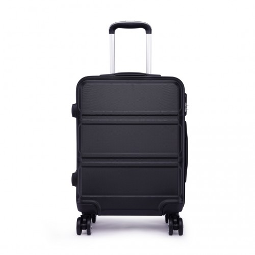 Kono ABS Sculpted Horizontal Design 20 Inch Cabin Luggage - Black
