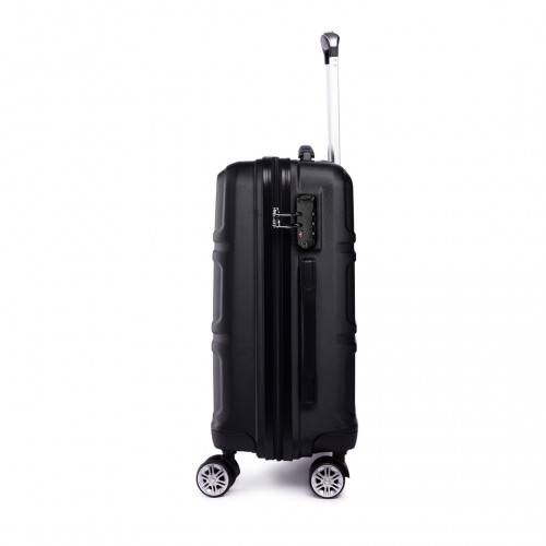 Kono ABS Sculpted Horizontal Design 20 Inch Cabin Luggage - Black