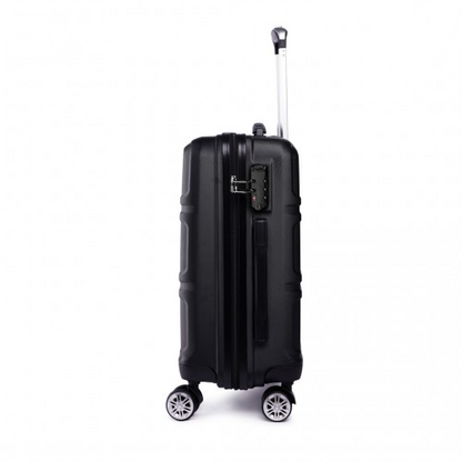Kono ABS Sculpted Horizontal Design 20 Inch Cabin Luggage - Black