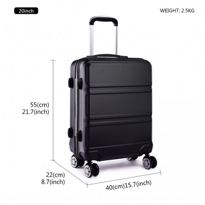 Kono ABS Sculpted Horizontal Design 20 Inch Cabin Luggage - Black