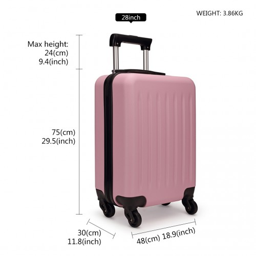 Kono 28 Inch ABS Hard Shell Luggage 4 Wheel Spinner Suitcase - Pink