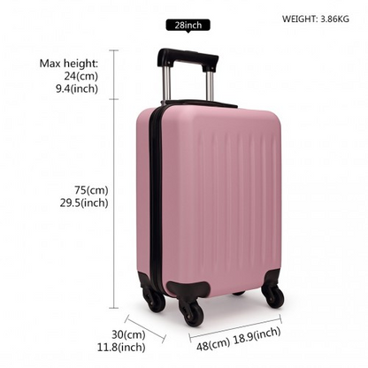 Kono 28 Inch ABS Hard Shell Luggage 4 Wheel Spinner Suitcase - Pink