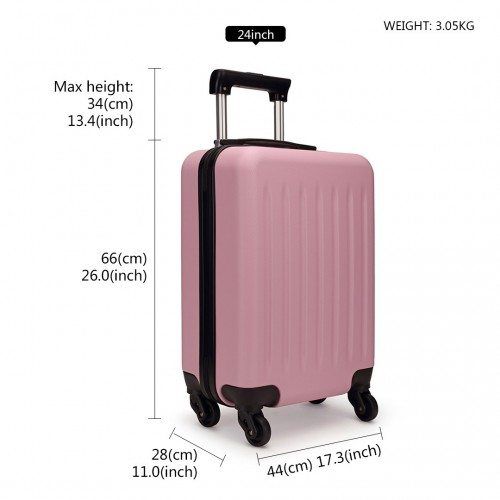 Kono 24 Inch Pink ABS Hard Shell Luggage - Lightweight 4 Wheel Spinner Suitcase